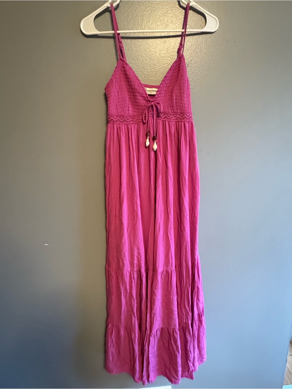 No Boundaries Fuchsia Pink Maxi Dress with Tie Front
